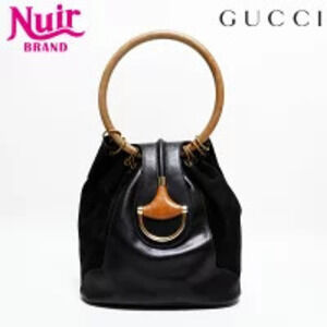 Gucci suede leather handbag black